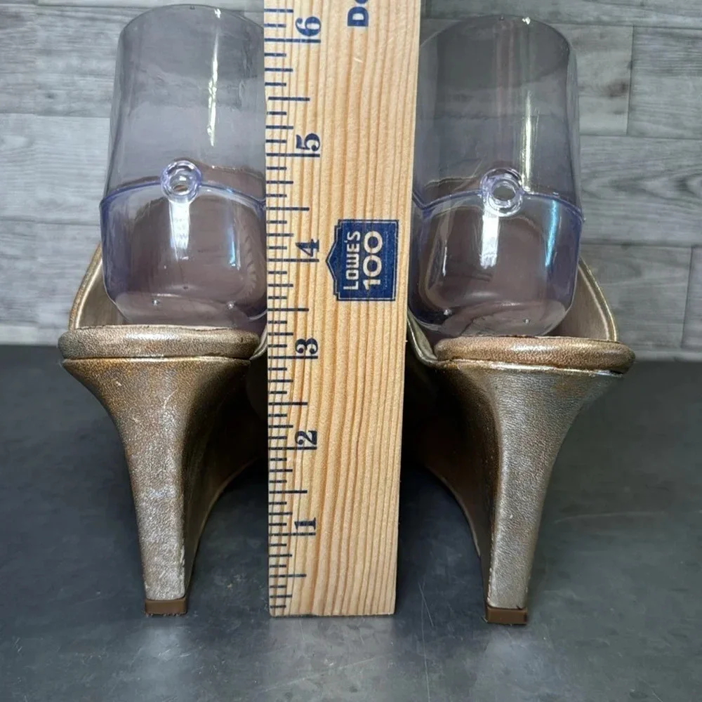 Free People FP Gold Metallic Wedge Galactica Mule Size 37 (US 6.5)